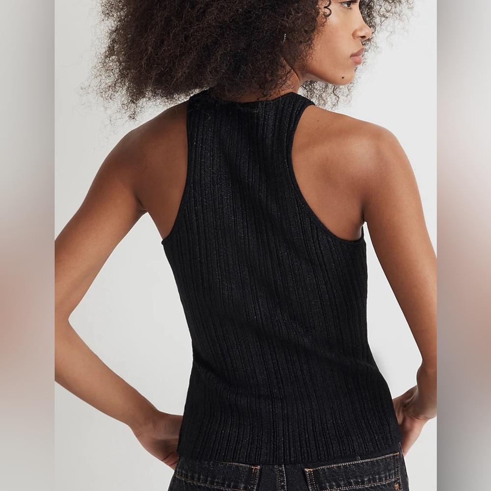 Madewell The Signature Shimmer Silver Knit Cutaway Sweater Tank Size Small - Picture 5 of 5